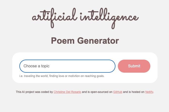 Image of Poem Generator Project